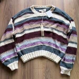Saltwater Luxe Multicolor Striped Chunky Sweater New With Tags Size Small